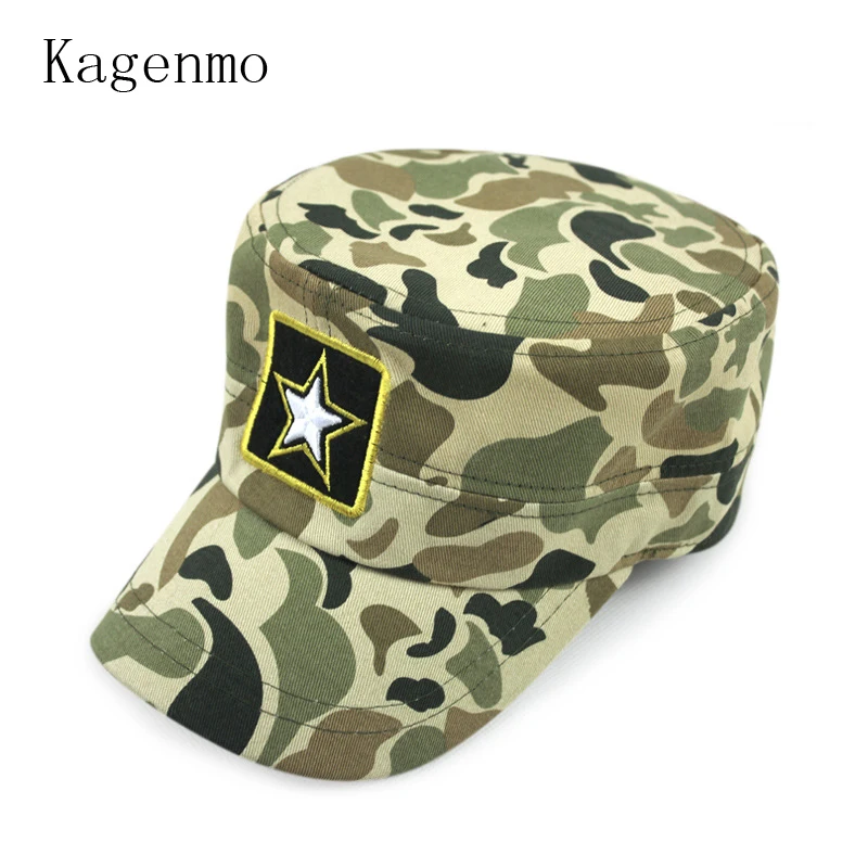 Kagenmo New Style Cotton Spring And Summer Camouflage Army Hat Fashion Flat Top Military Hats Male Female Baseball Cap