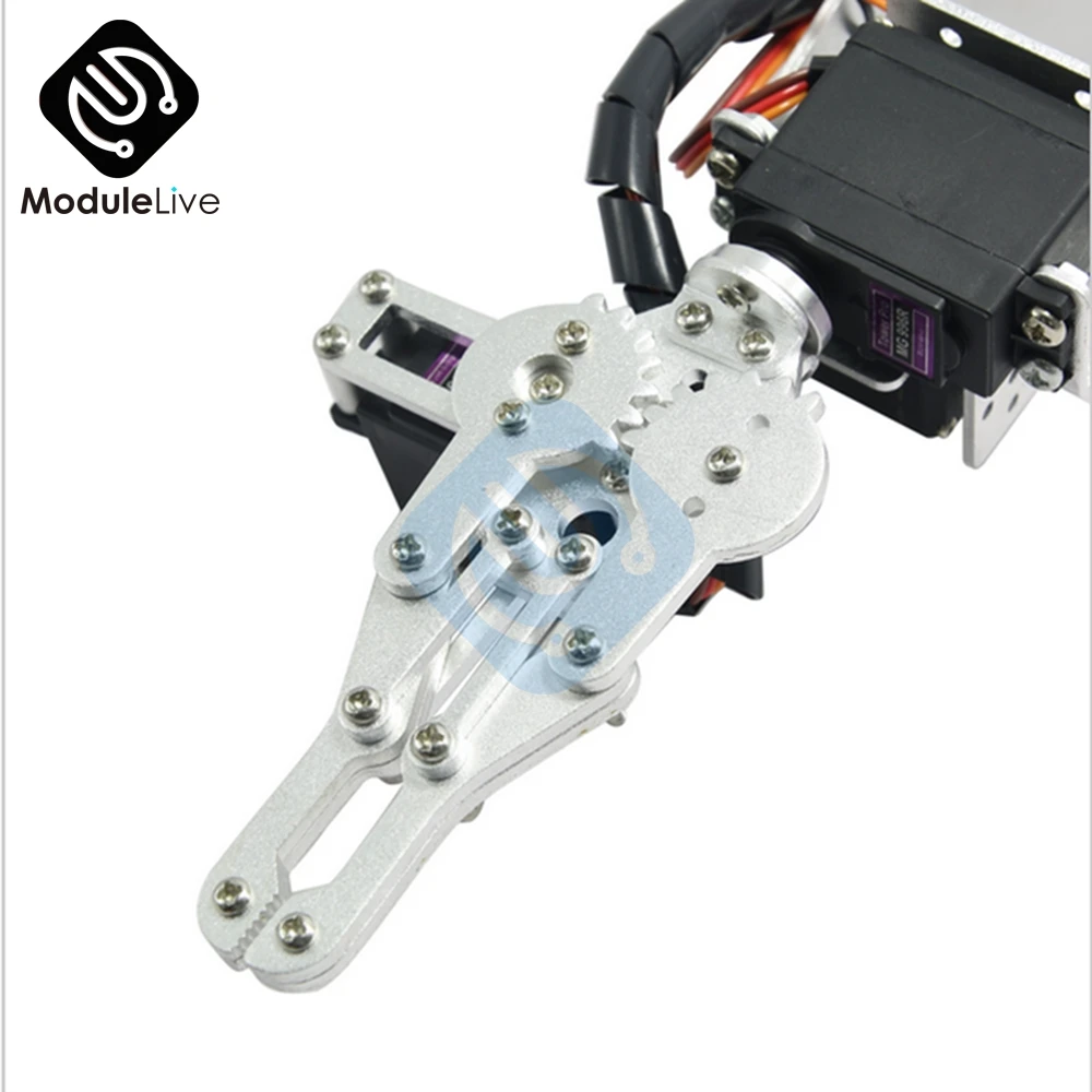 ROT3U 6DOF Aluminium Robot Arm Mechanical Robotic Clamp Claw for Arduino Silver