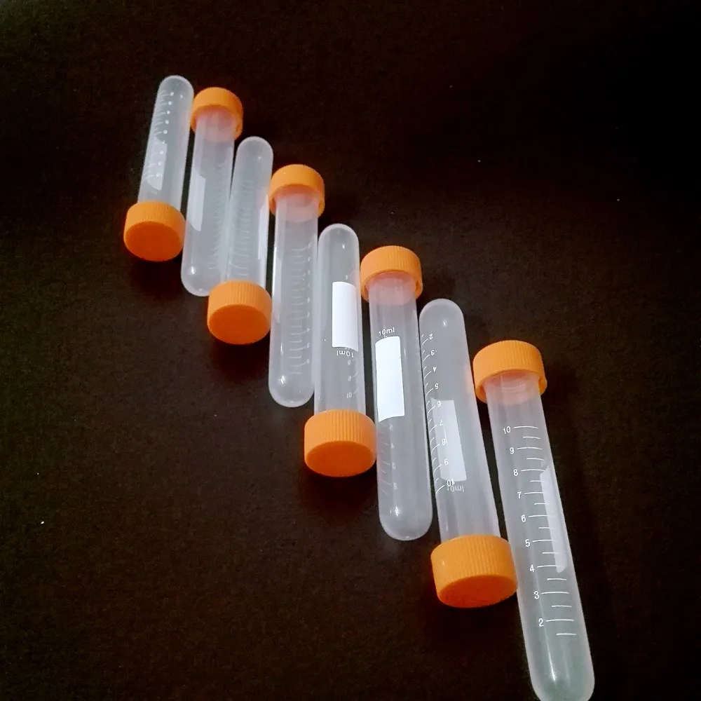 10ml Plastic Centrifuge Tubes, Round bottom, Graduated Marks, with Screw Cap, Pack of 20pcs ,Free shipping