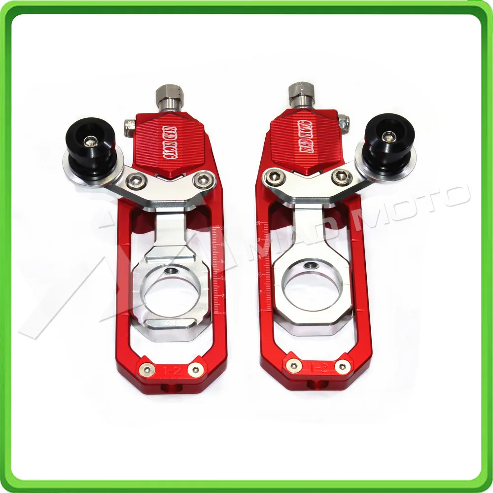 Motorcycle Chain Tensioner Adjuster with bobbins kit for Yamaha R1 YZF-R1 2007 2008 2009 2010 2011 2012 2013 2014 Red&Silver