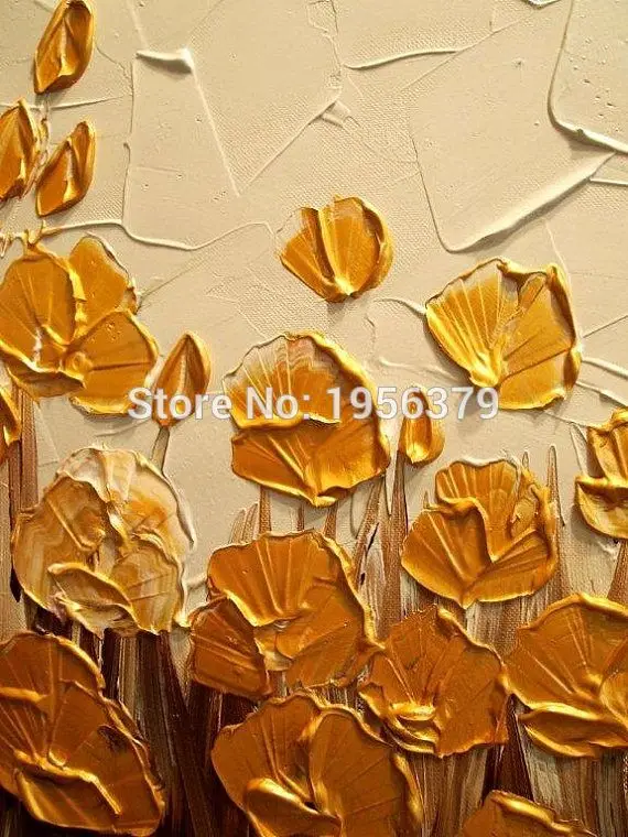 The Beautiful Yellow Golden Knife Petal Painting Factory Price Handmade Oil Painting on Canvas Flower Wall Art Pictures