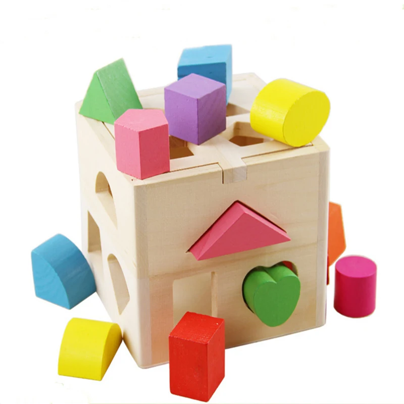 

New 13 Holes Intelligence Box for Shape Sorter Cognitive and Matching Wooden Building Blocks Baby Kids Children Educational Toy