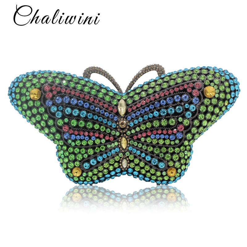 

Luxury Butterfly Diamond Hollow Out Women Clutch Bag Pochette Purse Bag Chain Crystal Ladies Wedding Bride Lady Evening Bag