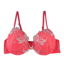 Ladies Lace Flower Embroidery Bra For Women Underwear Bras Everyday Underwire Brassiere Plunge Style Push Up Bra 32A-36D