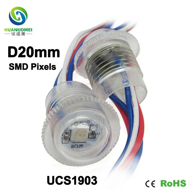 

12 В 20 мм UCS1903 RGB светодиодный пиксельный модуль, полноцветный водонепроницаемый уличный цифровой SMD 5050, лампа для парка развлечений