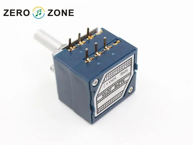 ZEROZONE 1pcs Japan ALPS 27 Type Blue Volume Potentiometer 2 X 50K Round Shaft