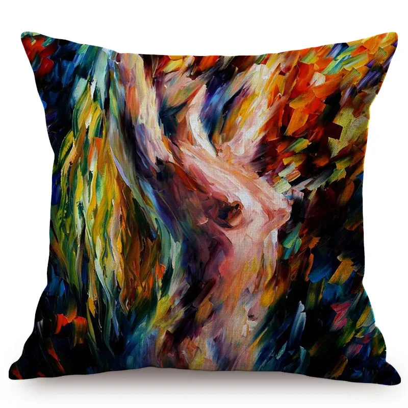 Sexy Abstract Oil Painting Pillow Cover Nordic Sexy Woman Ass Shows Perfect Body Decorative Museum Restaurant Sofa Cushion Cover