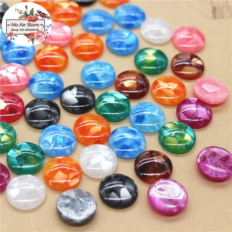 10/12/14/16mm mix color round bead imitaton seashell button resina Cabochon bead Art Supply decorazione Charm bead