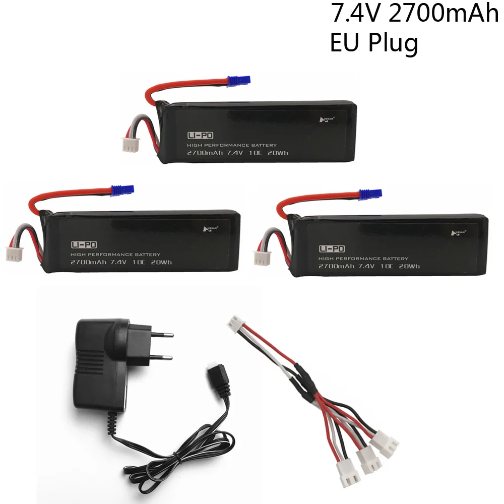 

7.4V 2700mAh battery for Hubsan H501S H501C X4 RC Quadcopter Battery with 1 In 3 Cable and USB Charger Set 7.4 V 2700 mah 2S