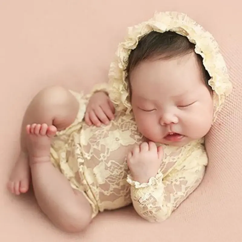 ❤️Newborn Photography Clothing Lace Hat+Rompers 2pcs/set Baby Girl Photo Props Accessories Studio Infant Shoot Clothes Outfits