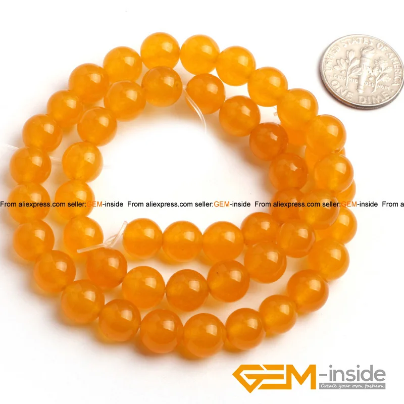 Round Yellow Jades Beads Fashion Jewelry Bead DIY Bead For Women Bracelet  & Necklace Making Strand 15\