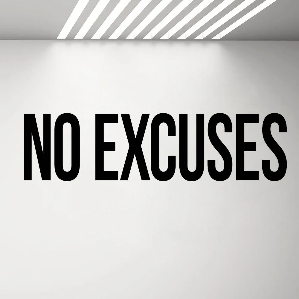 No Excuses Self Motivation Quote Gym Vinyl Wall Decal Workout Fitness Wall Sticker Sport Home Gym Interior Decoration G502