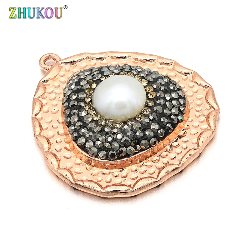 28*31mm Brass Cubic Zirconia Bead Charms Pendants DIY Jewelry Findings Accessories, Hole: 1.5mm, Model: VD299