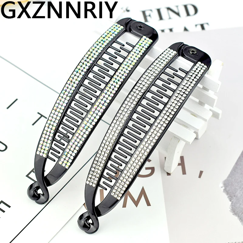 

Black Hair Accessories for Women Rhinestone Clips Long Barrettes Hairpins Korean Fashion Fish Banana Hairclip Claws Clip Gifts