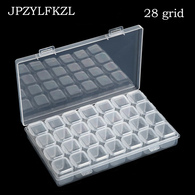 

28 Lattices Dismountable Diamond Embroidery Diamond Painting Tool Kits Transparent Plastic Storage Box Jewelry Drill Storage Box