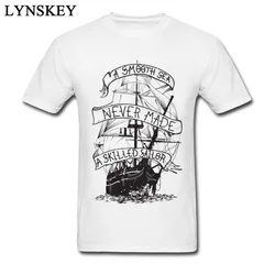 A Smooth Sea Never Made A Skilled Sailor New T-shirt Design For Men Cotton Tops & Tees Retro Style Ship Print