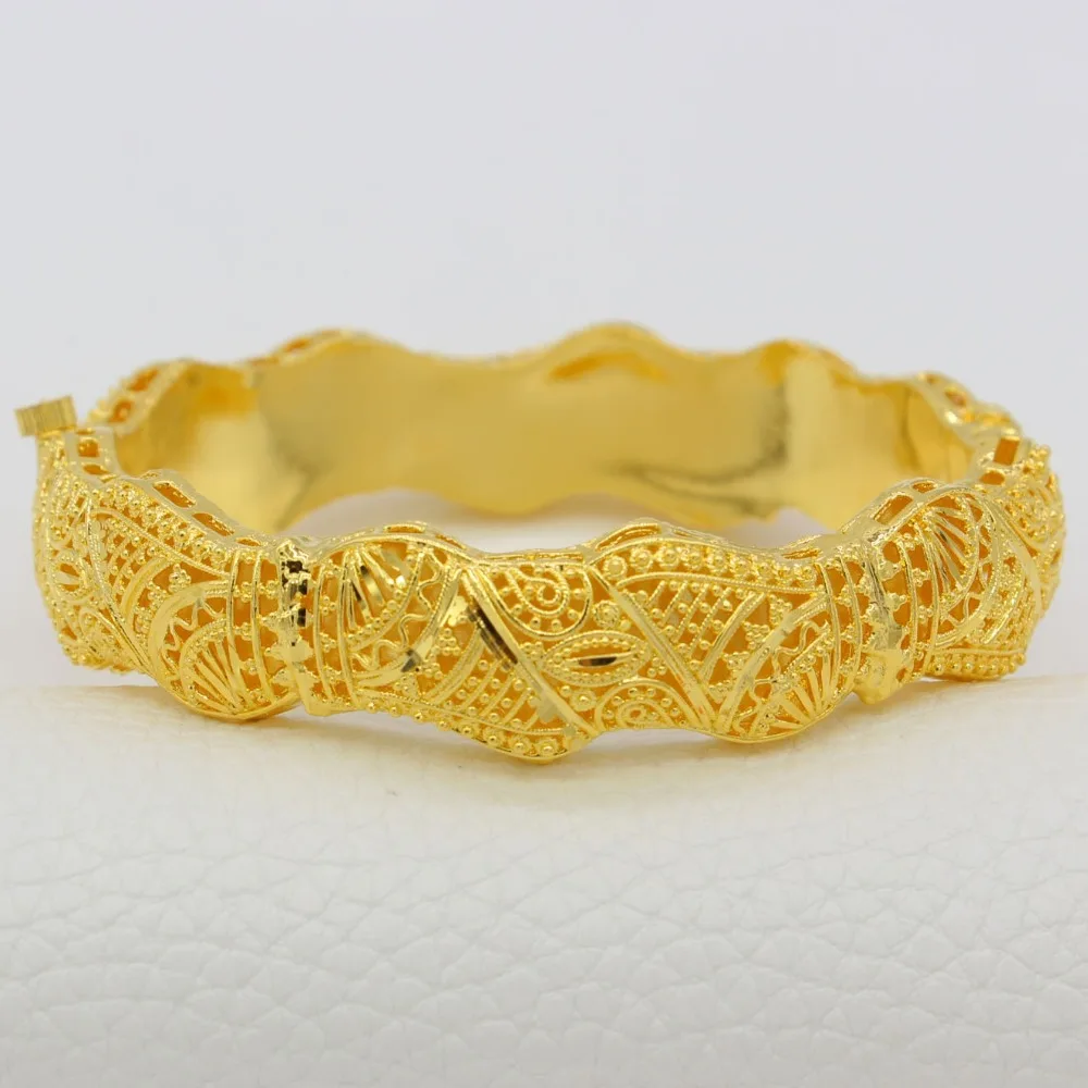 Dubai Bangles For Women/Girls 24k Gold Color/Copper Bangles&Bracelet African/Arab/Kenya/Middle Easter Party Gifts