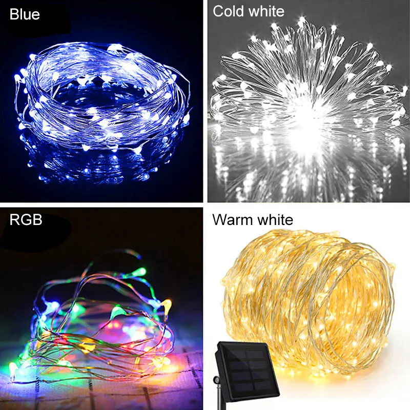 Multicolor Fairy Light 10M Solar Power Lamp Waterproof Solar String Light Copper Wire Christmas Wedding Party Decor Lamp