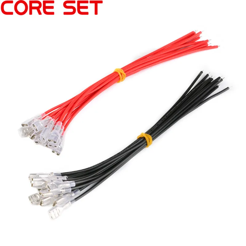 5Pcs 4.8mm 6.3mm Female Spade Crimp Terminals Wire Connector 20CM 22AWG Red Black