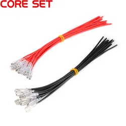 5Pcs 4.8mm 6.3mm Female Spade Crimp Terminals Wire Connector 20CM 22AWG Red Black