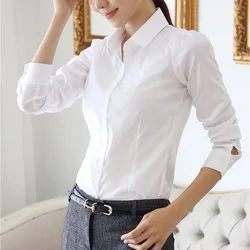 New Shirts & Blouses Long Sleeve White Shirt Office Outfit Women Cotton Elegant Female Korean Style Clothes Blusas Para Mujer
