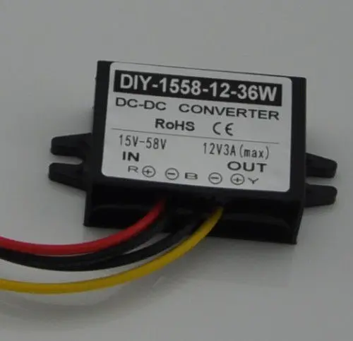 

DC 24V 36V 48V (15V-58V) to 12V 3A 36W DC-DC Converter Step Down Buck Module Car