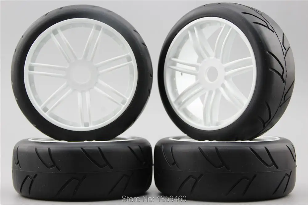 4pcs 1/8 Buggy Tire(Ninjia) On Road Tyre 15% Reinforced Nylon Wheel (White)fits for 1/8 Buggy GT XO-1 1/8 Tire 22022+26002