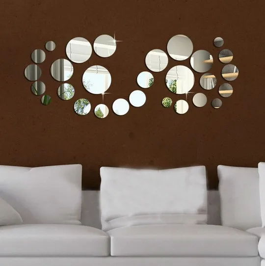 

MEYA Acrylic Round Wall Mirror Sticker, 3D DIY Dots Mirror Decal&Murals ,28pcs Per Lot