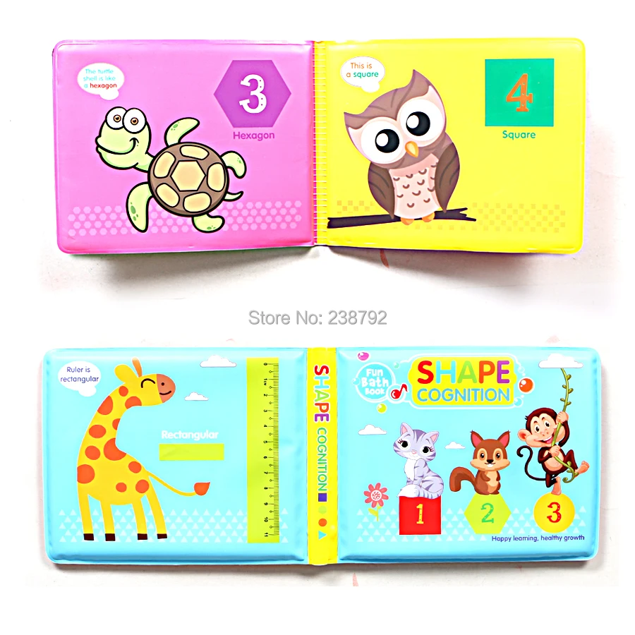 Cartoon Water Bath Books,Bathroom Toy Kids Early Learning Care of teeth,Name shape cognition Waterproof Books Educational Toys