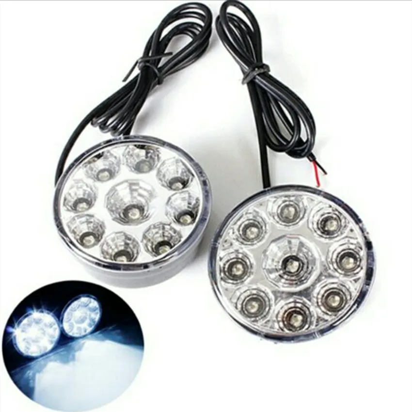 

DC 12V 2 X Super Bright 9 LED Head Front Round Fog Light Car DRL Off-road Lamp Daytime Running Lights Automobiles Driving Lamps