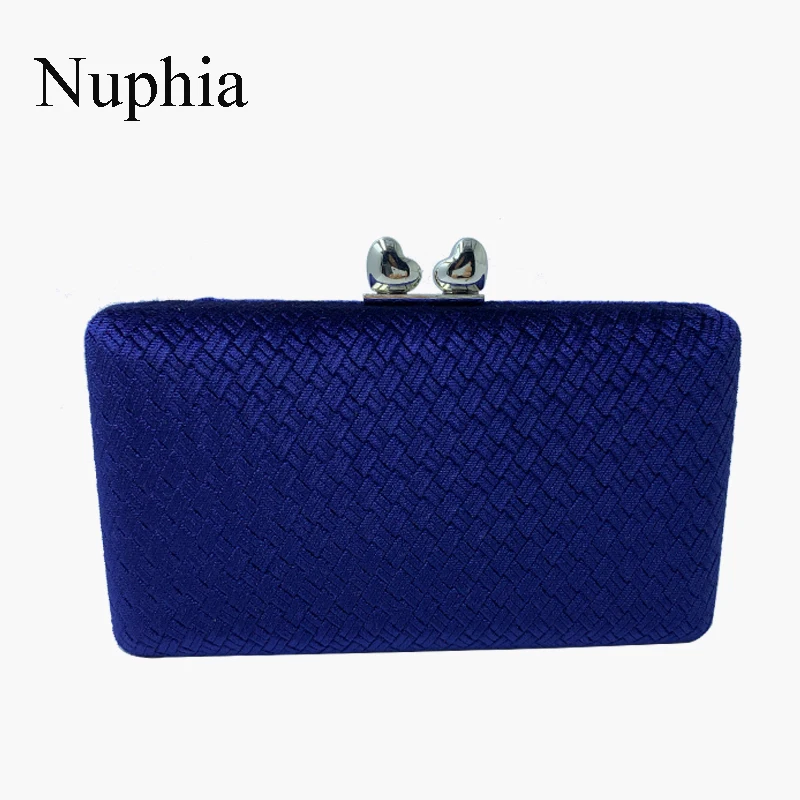 

Nuphia Suede Velvet Navy Box Evening Clutch Bags and Party Bags for Womens