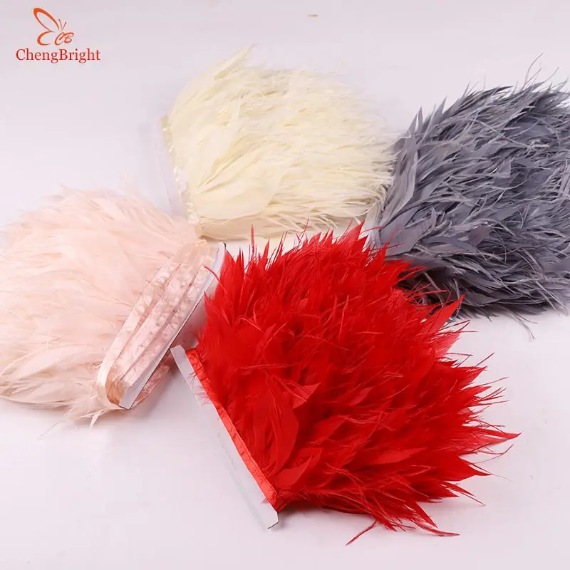 

ChengBright New 50Yards Goose feather Ostrich feather Trim Fringe Diy apparel Decorative Craft Feather Trim Feather Ribbon Plume