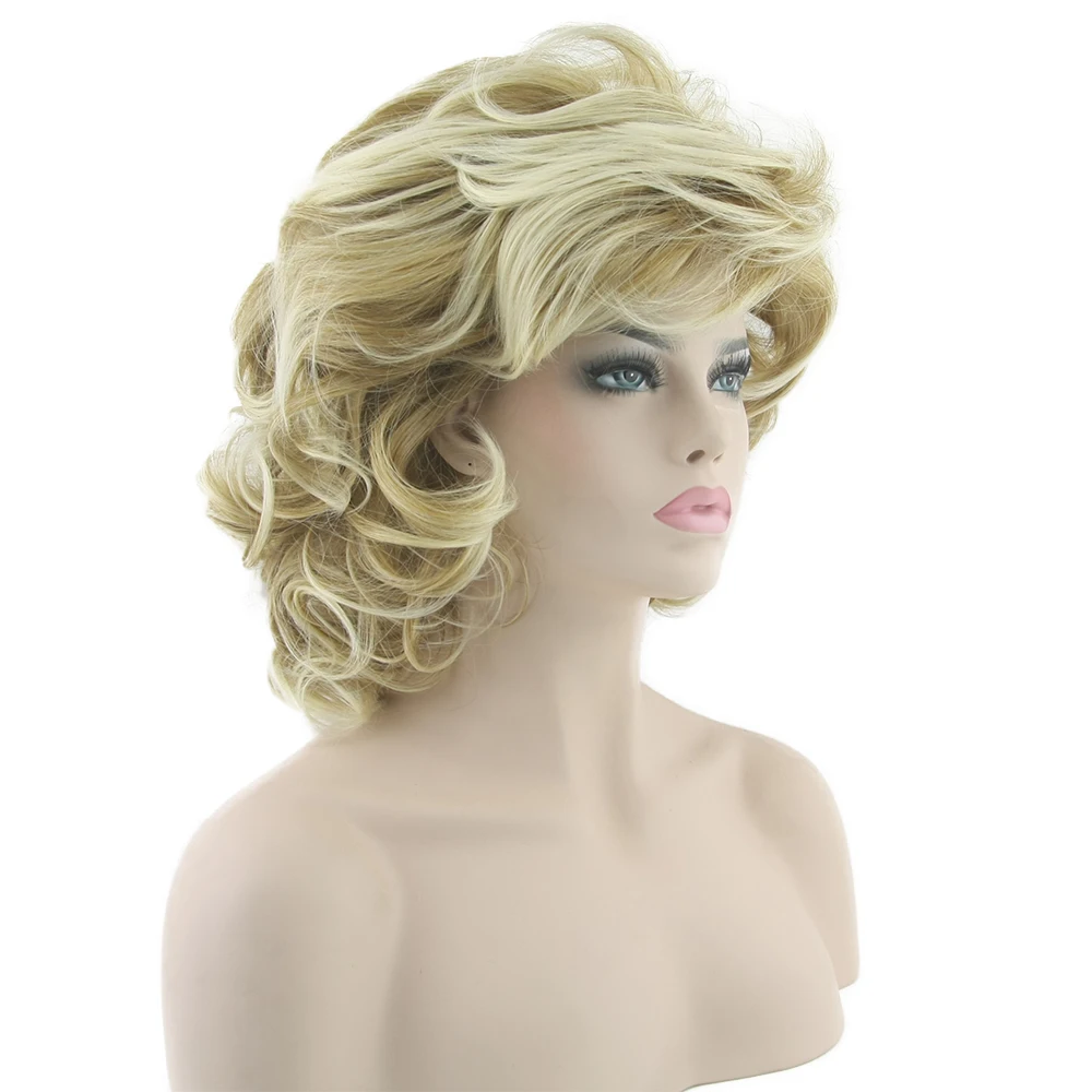 Blonde Golvende Korte Pruiken Cosplay Pruik Synthetisch Hittebestendigheid Haar Ombre Pruiken voor Vrouwen