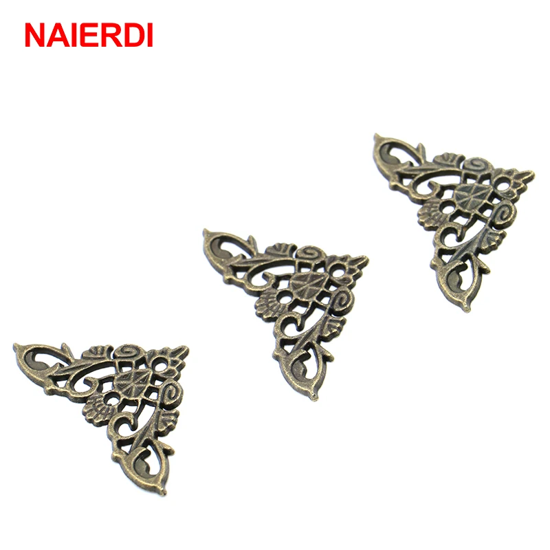 8PCS NAIERDI Jewelry Box Corner Protector Antique Frame Book Menus Butterfly Decoration Corner Bracket For Furniture Hardware