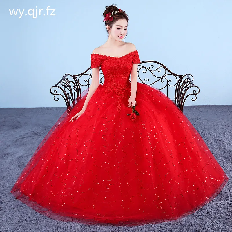 XXN-054#Free Custom Ball Gown Lace Up Long Red White Wedding Dress Plus Size Fashion Cheap Wholesale Free Customization Girls