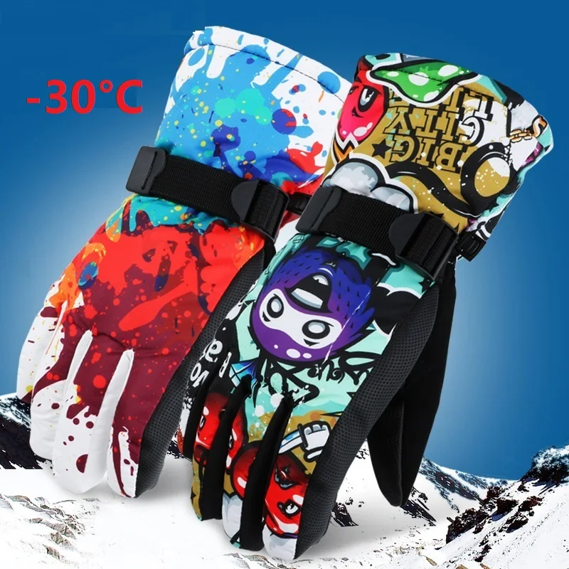 

AS FISH Professional Men Women Ski Gloves Snowboard Gloves Motorcycle Riding Winter Warm Windproof Waterproof Unisex Snow Gloves