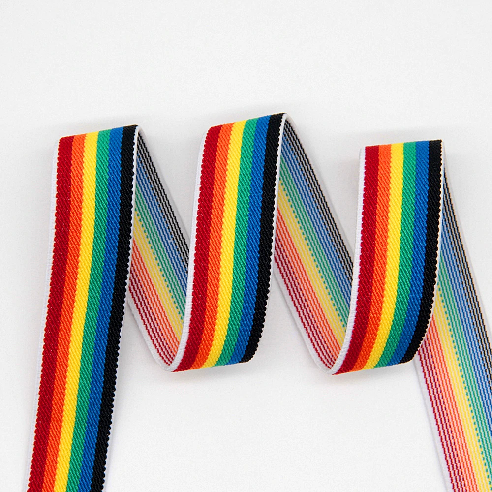 25mm 38mm Rainbow Stripe Elastic Bands Shoulder Bottom Straps Rubber Band for DIY Webbing Garment Underwear Sewing Accessories1M