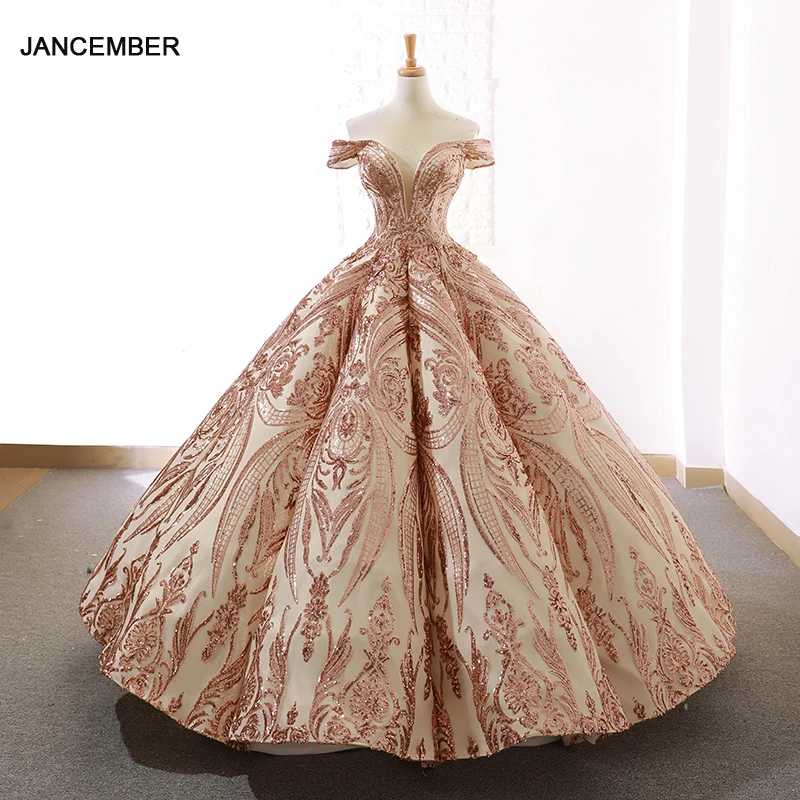 J66661 Jancember Ball Gowns Women Quinceanera Dresses 2020 Sweetheart  Off The Shoulder Pattern Lace Up