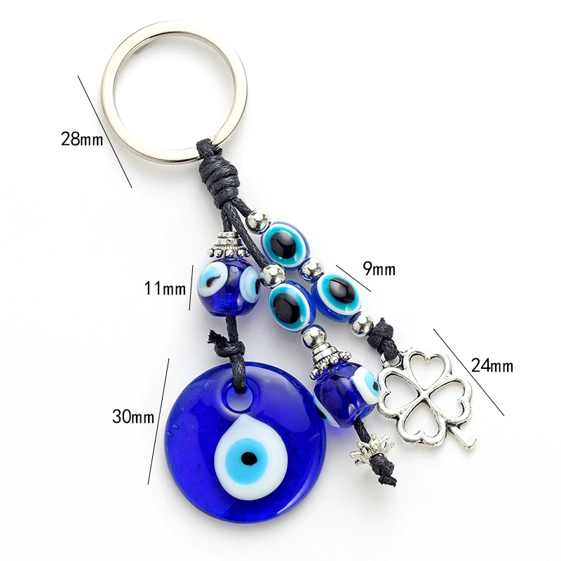 Lucky Eye Leaf Charms Keychain Glass Evil Eye Pendent Key Chain Alloy Car Key Chain Men Women Fashion Jewelry EY4733