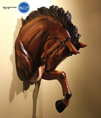 American country European resin horse head wall murals Horsehead home clubhouse bar pendant retro decorations