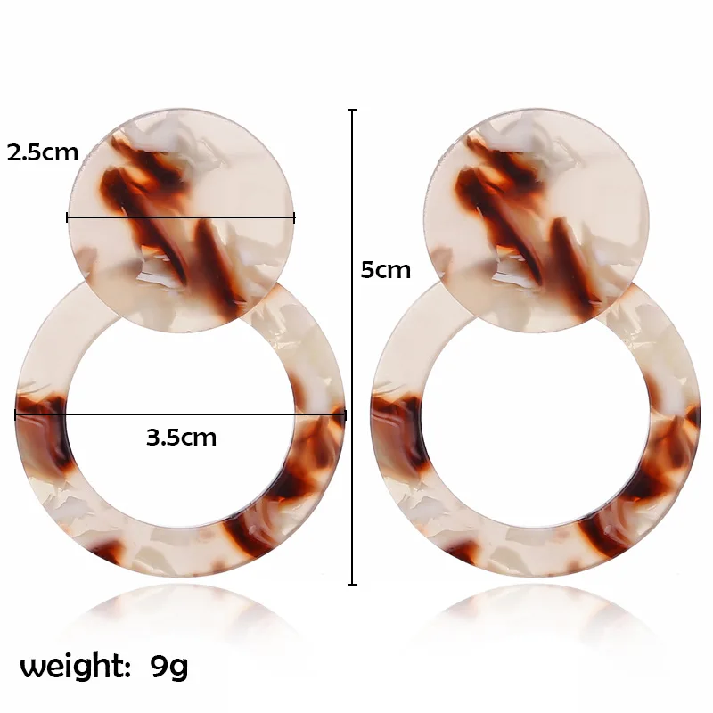 Double Round Leopard Acetate sheet Drop Earrings For women Exaggerated Geometric Acrylic Dangle Earring Fashion Jewelry