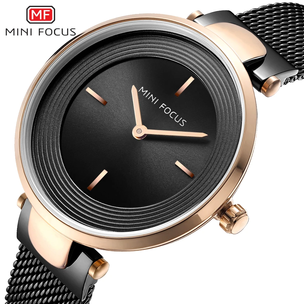 MINI FOCUS Wrist Watch Women Fashion Steel Quartz Watches Ladies Clock Relogio Feminino Ultra thin Dial Creative Ladies Watches