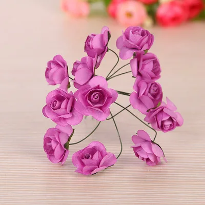 12 pcs/lot Handmade Varicolored mini paper flower rose Mulberry flower for DIY Scrapbooking& make you card decoration flower