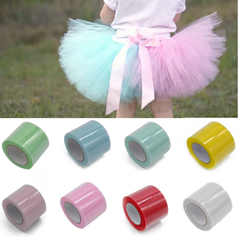 25Y Crystal Tulle Roll Spool Tutu Fabric DIY Girls Tutu Skirt Table Skirt Pompoms for Wedding Party Baby Shower Decor Supplies