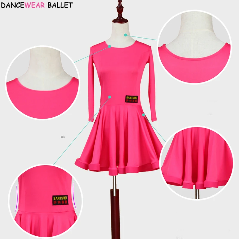 Junior Girls Latin Dance Dresses Big Ballroom Tango Skirt Kids Salsa Performance Competition Costumes Practice Wear