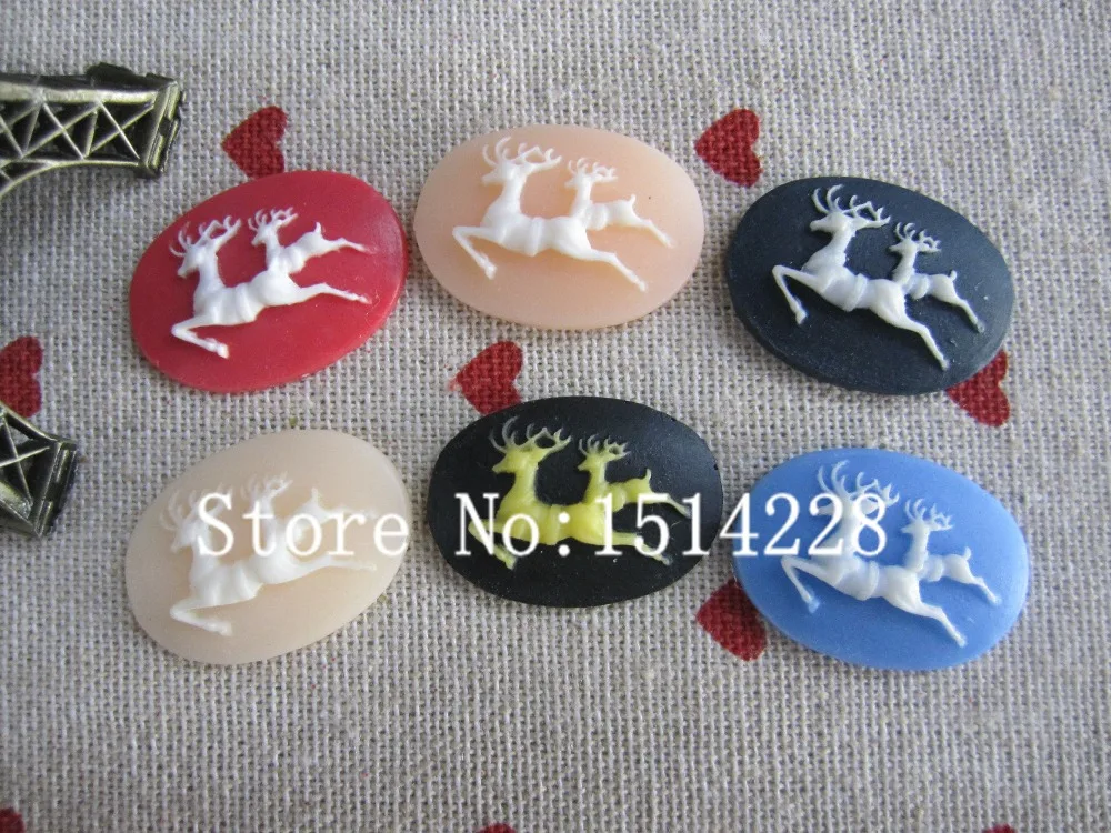 (18*25mm)Mixed ColorsResin Deer Cameo .Resin Flatback Cabochon for Earring .jewelry Accessory.DIY