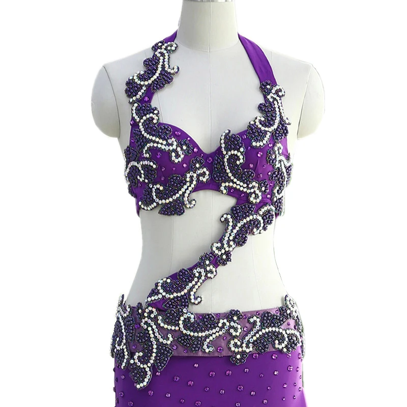 Top Grade Oriental Belly Dancing Clothing Women Dancewear Egyptian Costume 2 pieces Processional Belly Dance Bra Belt