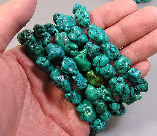 Tibet Natural Enhanced Turquoise Nugget Beads Bracelet Stretch for Amulet BB-238 