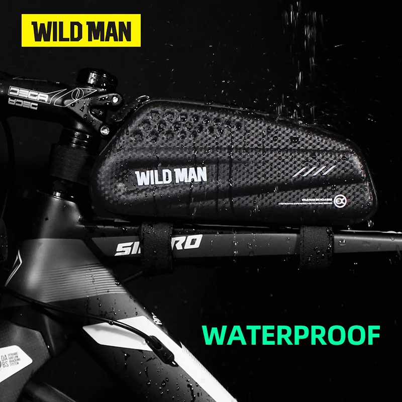 WILD MAN Bicycle Bag Top Tube Pannier Rainproof Waterproof Front Frame Bag EVA Hard Shell Carbon PU MTB Road Bike Accesorios