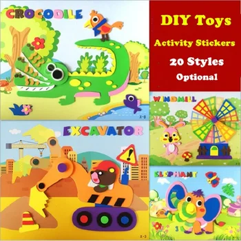 Rotatable 3D קצף מדבקות DIY מטלטלין מדבקות 3D הדבקת נייר ילדי פאזל חינוכי צעצועי 3D סטריאו מדבקות ילדי מתנות